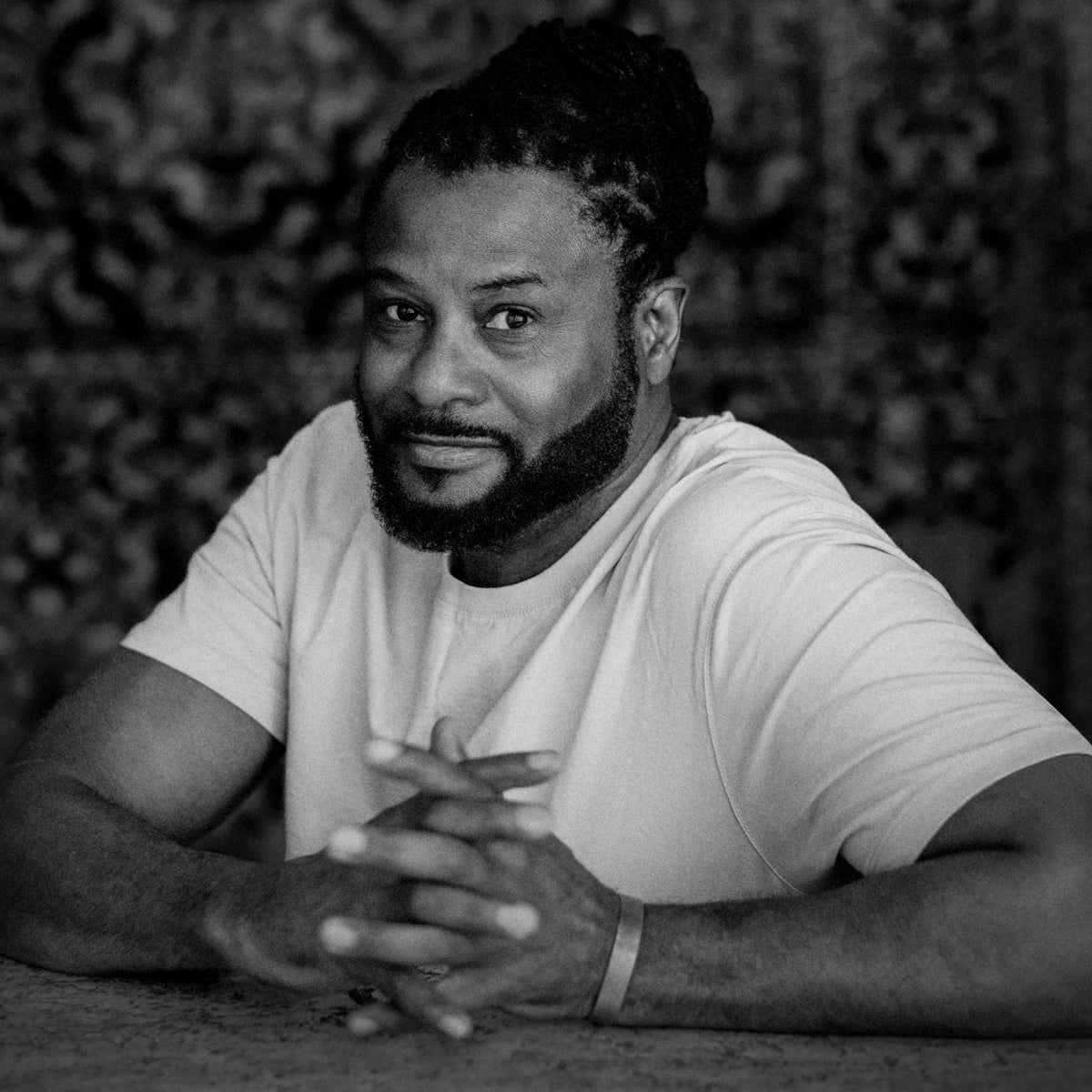 Black-and-white portrait of fine art photographer Antonio Crutchley.