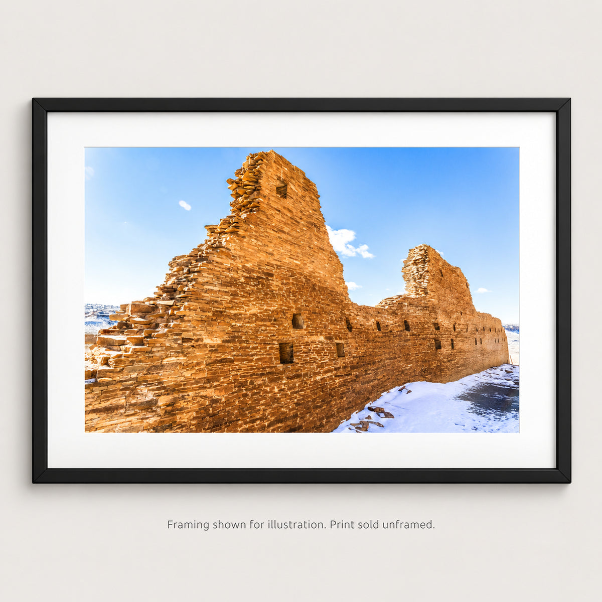 Stone Walls of Chaco Canyon photograph shown in a frame. Print sold unframed.