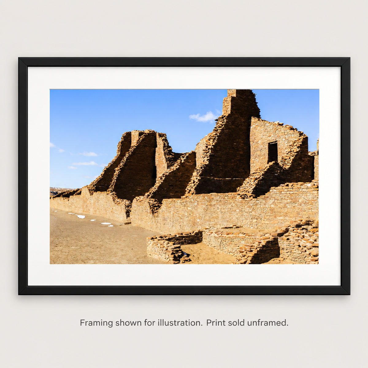Ancient Chaco Masonry photograph shown in a frame. Print sold unframed.